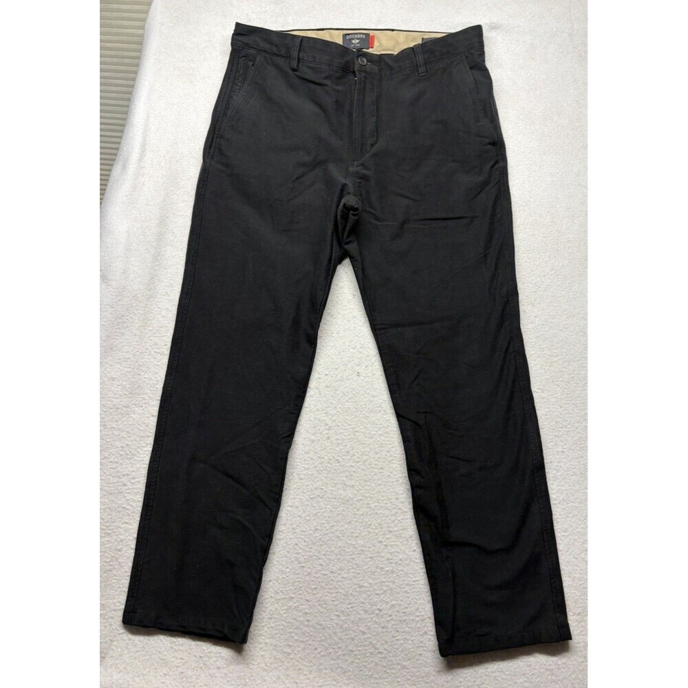 Dockers Smart 360 Flex Chino Pants Men 34x29 Slim Fit Black Stretch Khakis Work